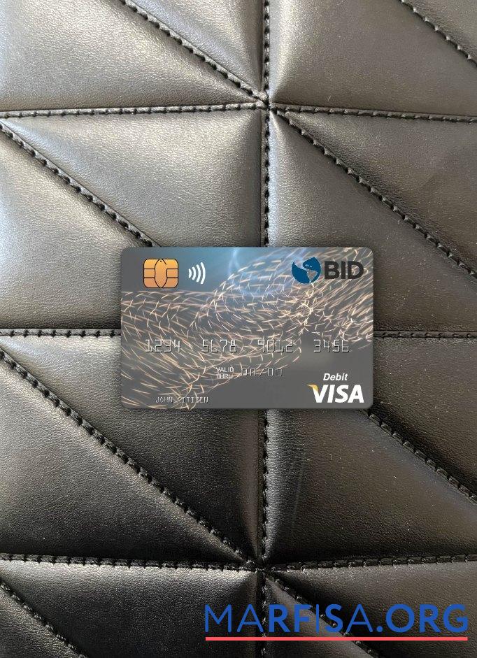 Blank Dominican Republic Banco BID visa debit card photolook front download for verification